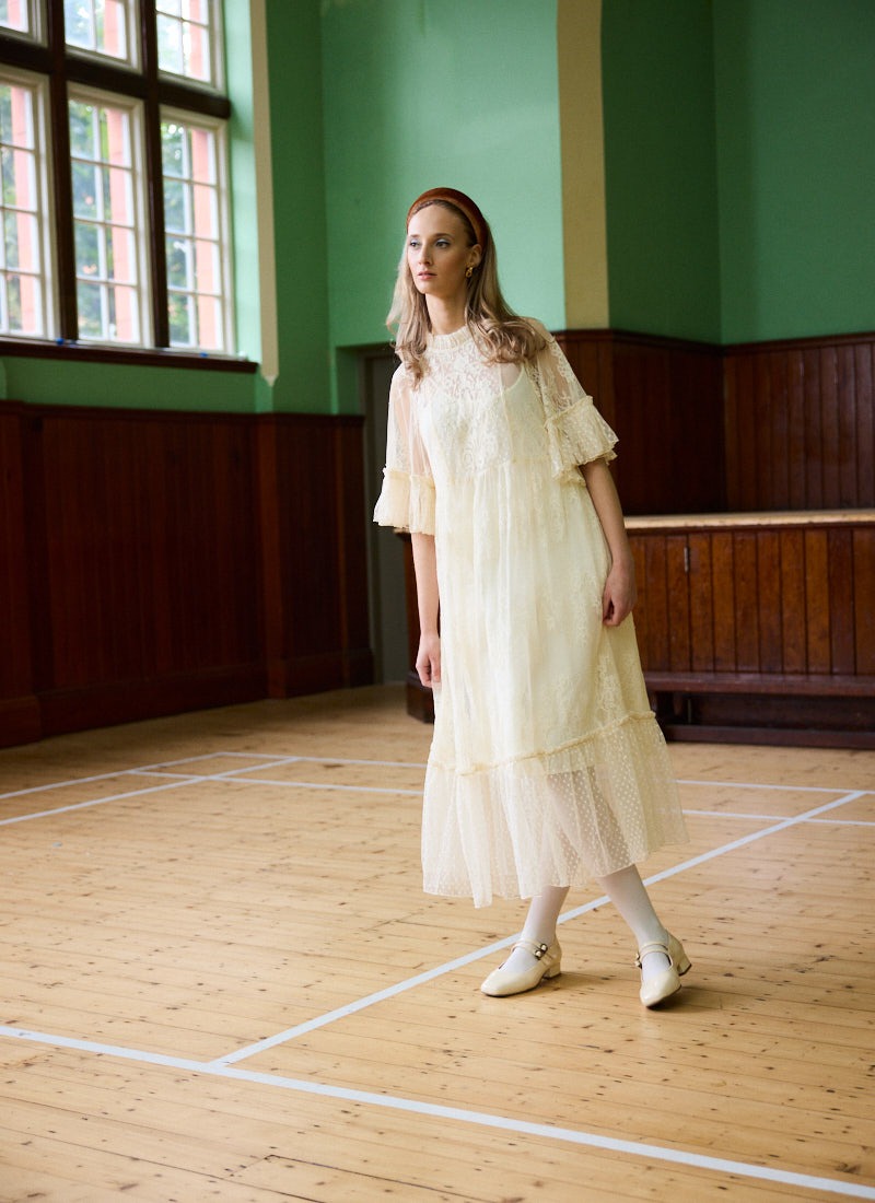 Havisham High Neck Lace Midi Dress - Ivory Havisham High Neck Lace Midi Dress - Ivory