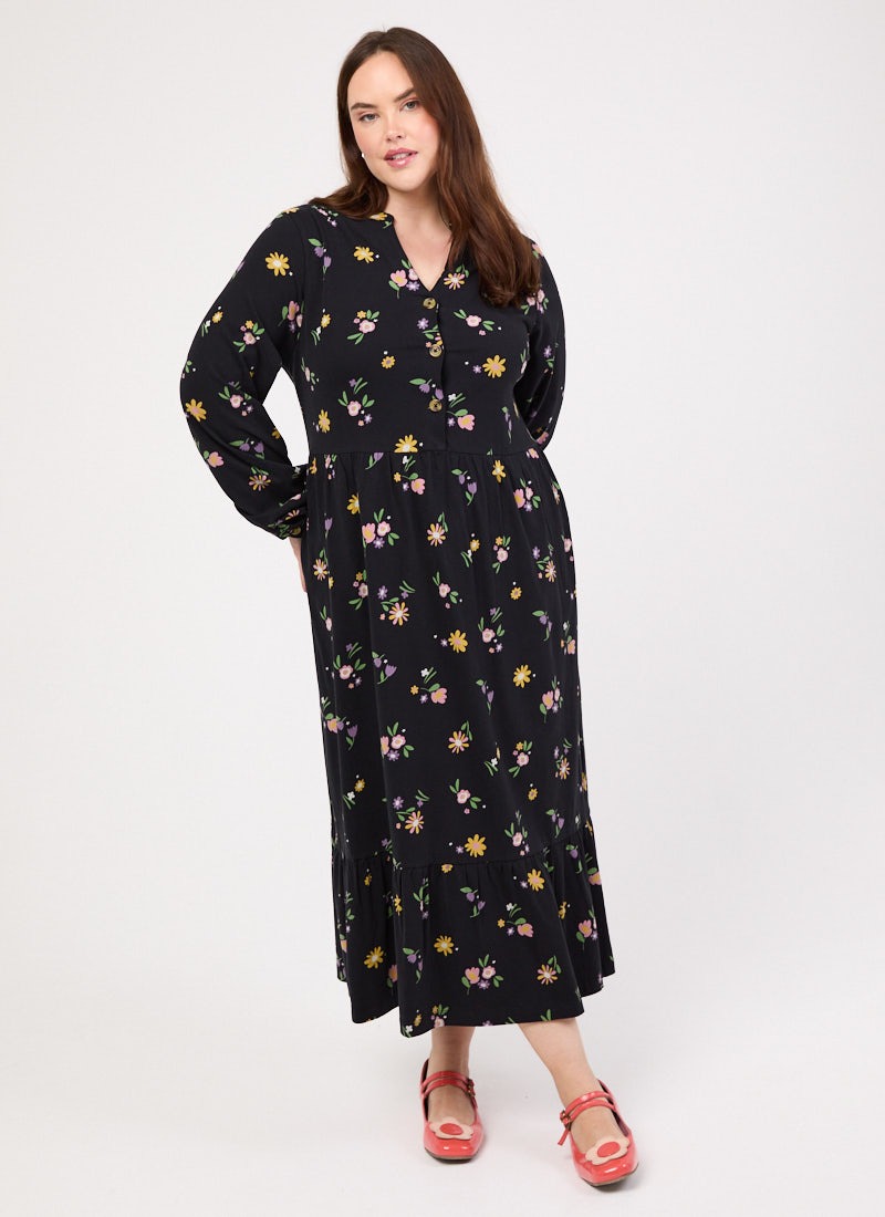 Heath Ditsy Floral Print Jersey Midi Dress Heath Ditsy Floral Print Jersey Midi Dress