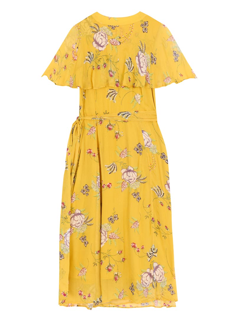 Christina Hendricks X Joanie - Honeysuckle Gold Floral Cape Sleeve Wrap Dress | Vintage-Inspired Mustard Maxi Dress | Joanie Christina Hendricks X Joanie - Honeysuckle Gold Floral Cape Sleeve Wrap Dress | Vintage-Inspired Mustard Maxi Dress | Joanie