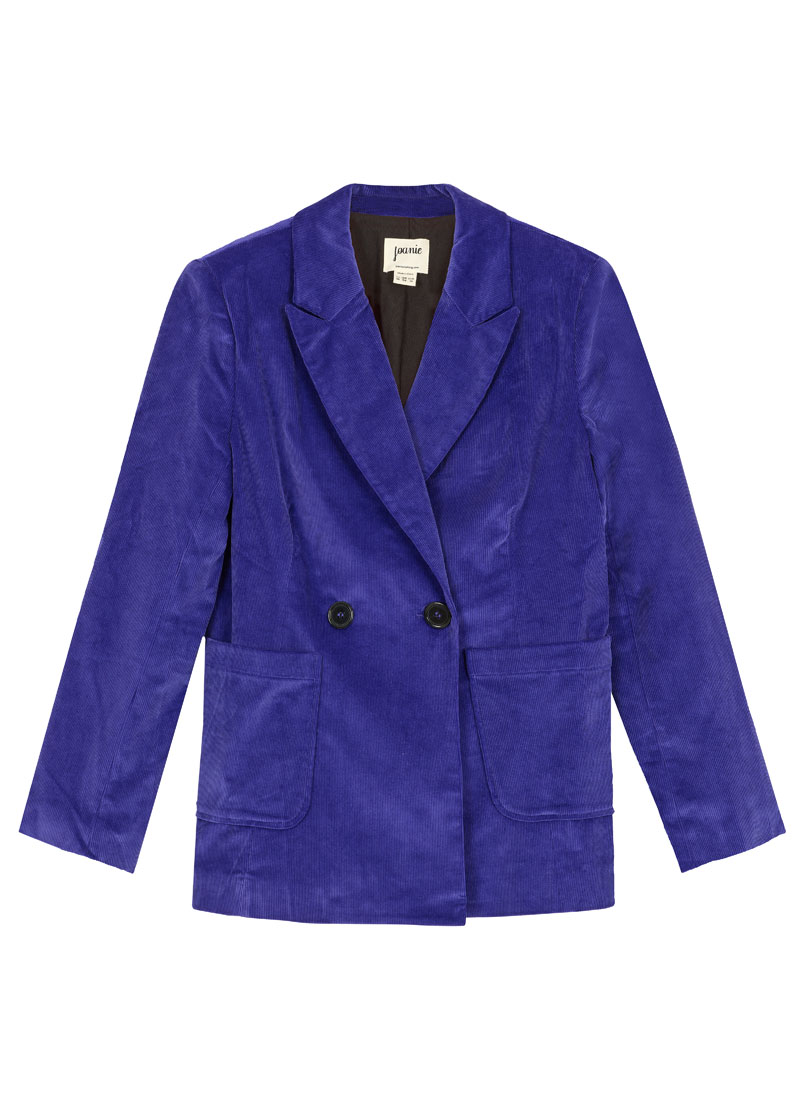 Jarvis Double Breasted Corduroy Blazer - Indigo - Model Front