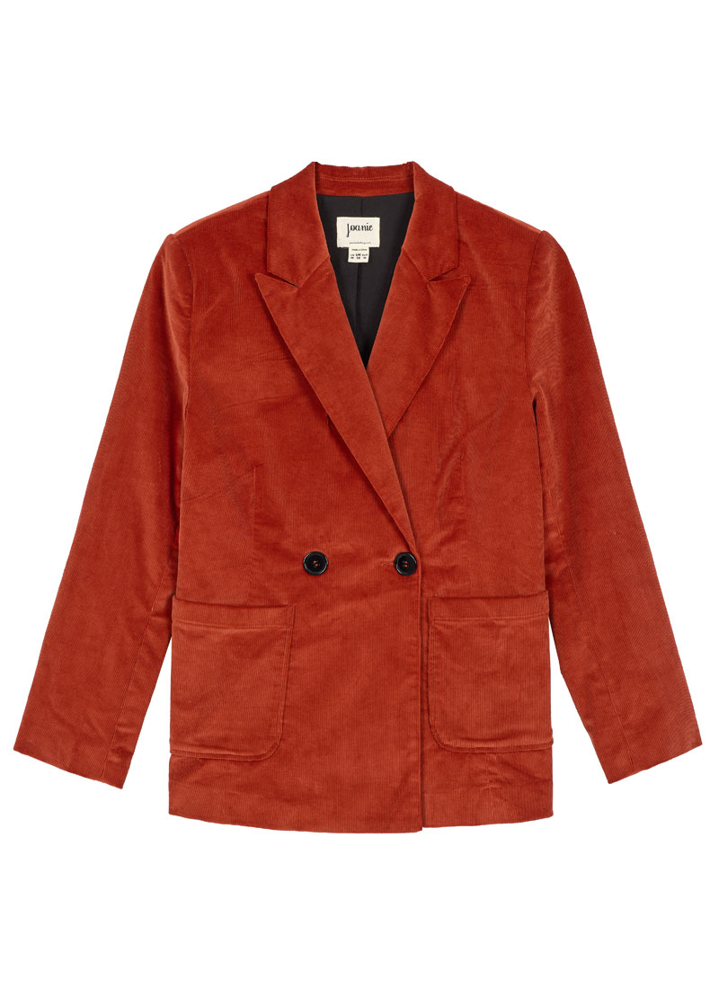 Jarvis Double Breasted Corduroy Blazer - Rust - Model Front Size 18