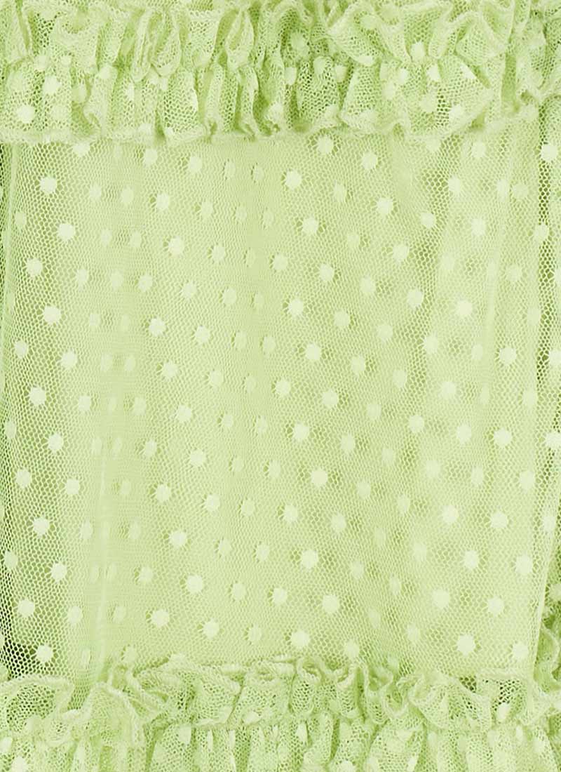 Jini Square Neck Polka Dot Mesh Dress - Green