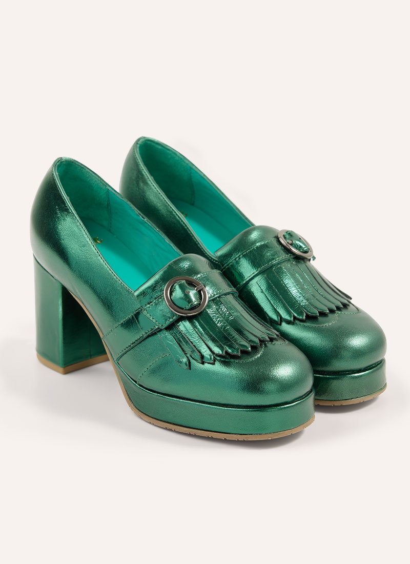 Toulouse Metallic Leather Platform Loafers | 1970s-Inspired
