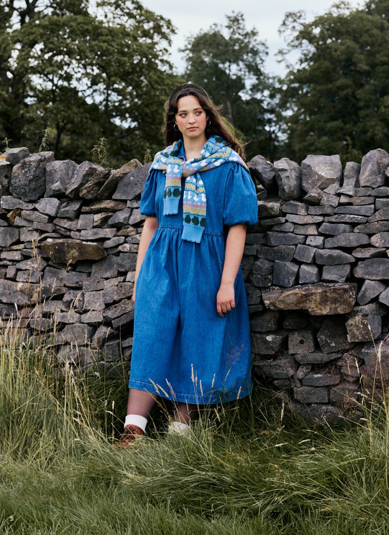 Jojo Mid Wash Denim Midi Dress Jojo Mid Wash Denim Midi Dress
