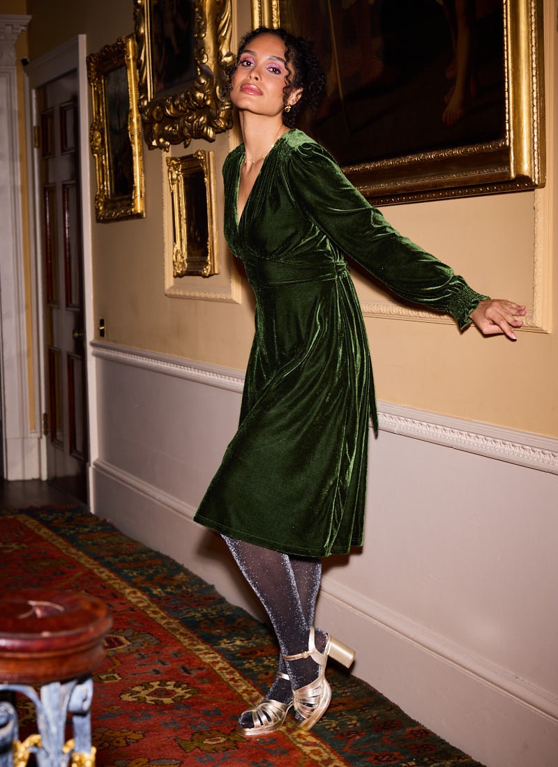 Velvet Model Dress Velvet Tiered Midi Dress