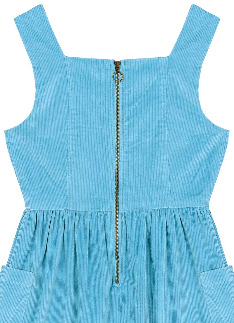Lainey Square Neck Corduroy Pinafore Dress | Vintage-Inspired Heritage Blue  Mini Dress | Joanie