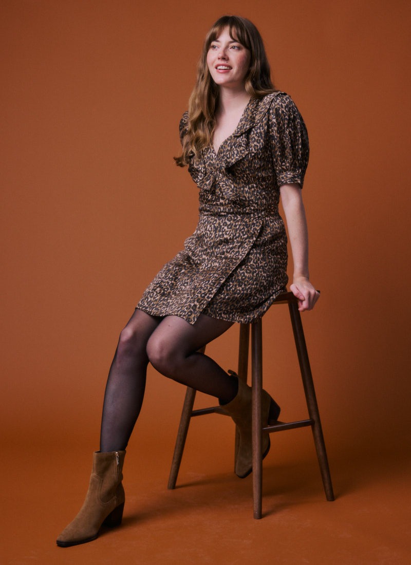 Laura Leopard Print Mini Wrap Dress | Vintage-Inspired Mini Wrap Dress |  Joanie