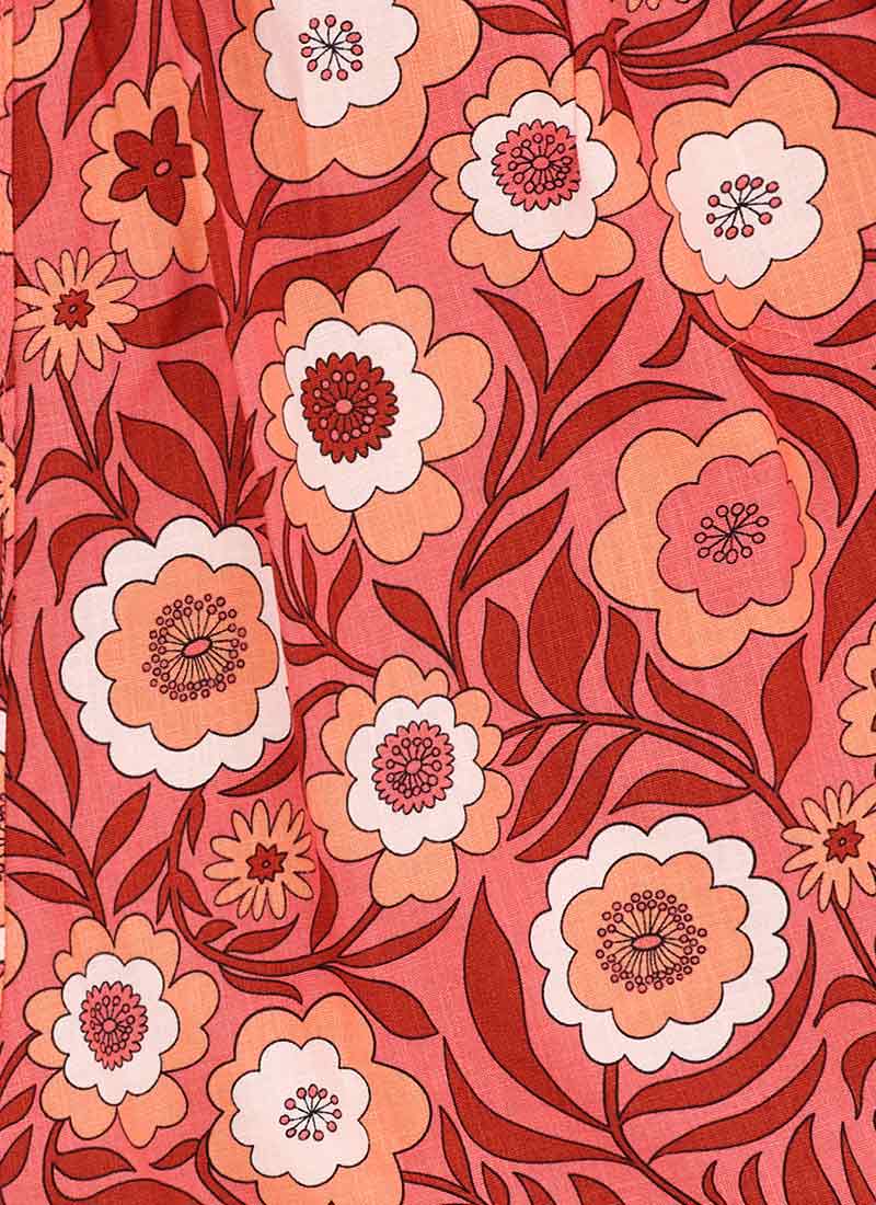 Lenny Pink Floral Print High Waist Shorts