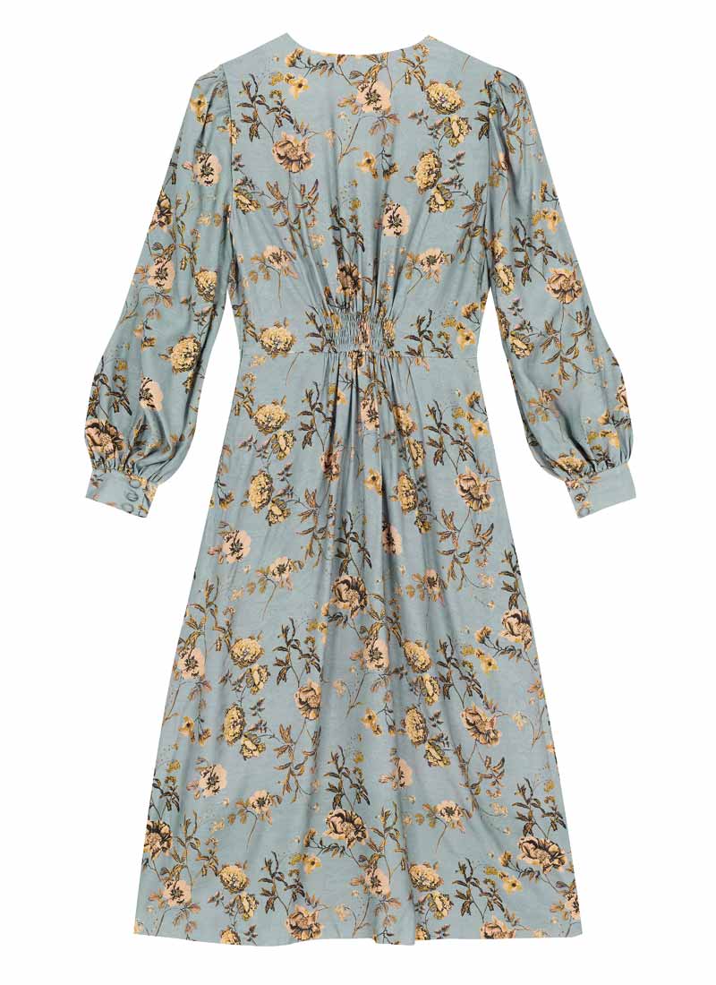 Christina Hendricks X Joanie - Lily Of The Valley Pressed Flowers Print Midi  Dress | Vintage-Inspired Butter Yellow Floral Dress | Joanie