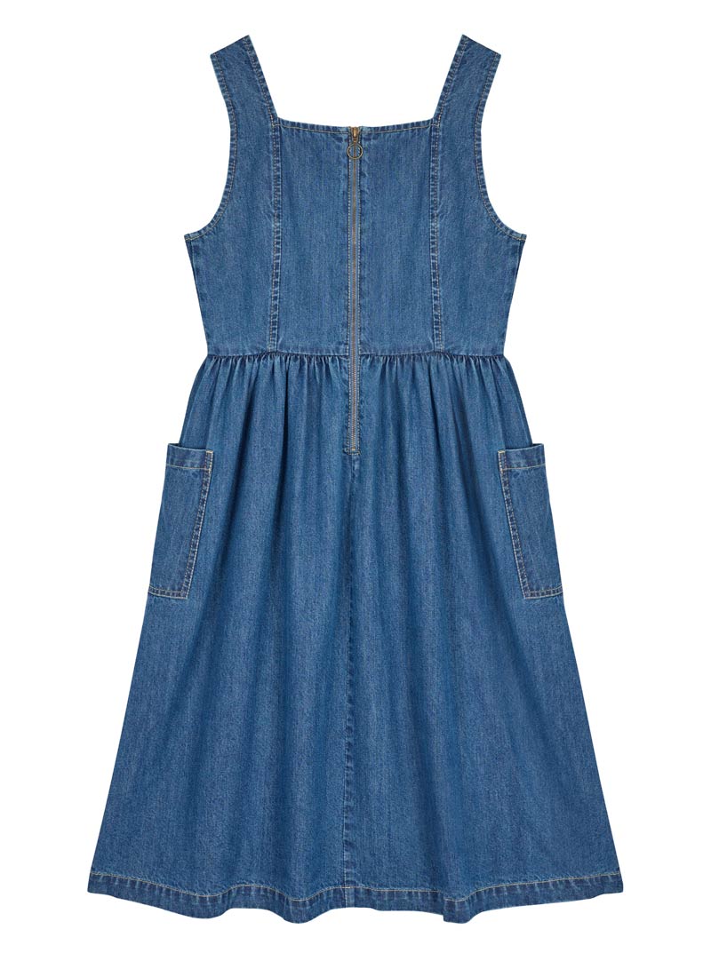 Mabel Denim Square Neck Pinafore Dress | Vintage-Inspired Mid-Wash Pinafore | Joanie Mabel Denim Square Neck Pinafore Dress | Vintage-Inspired Mid-Wash Pinafore | Joanie