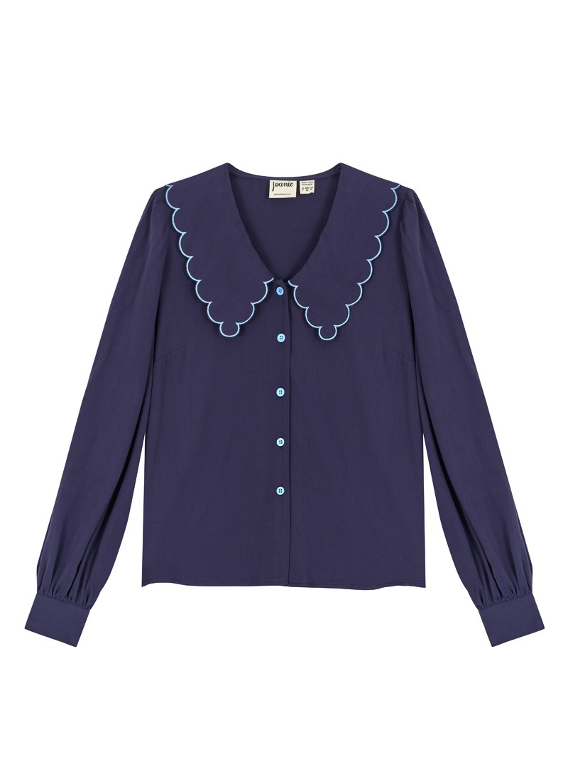 トップス mare Scallop Collar Blouse Wrinkle Prevention】Scallop