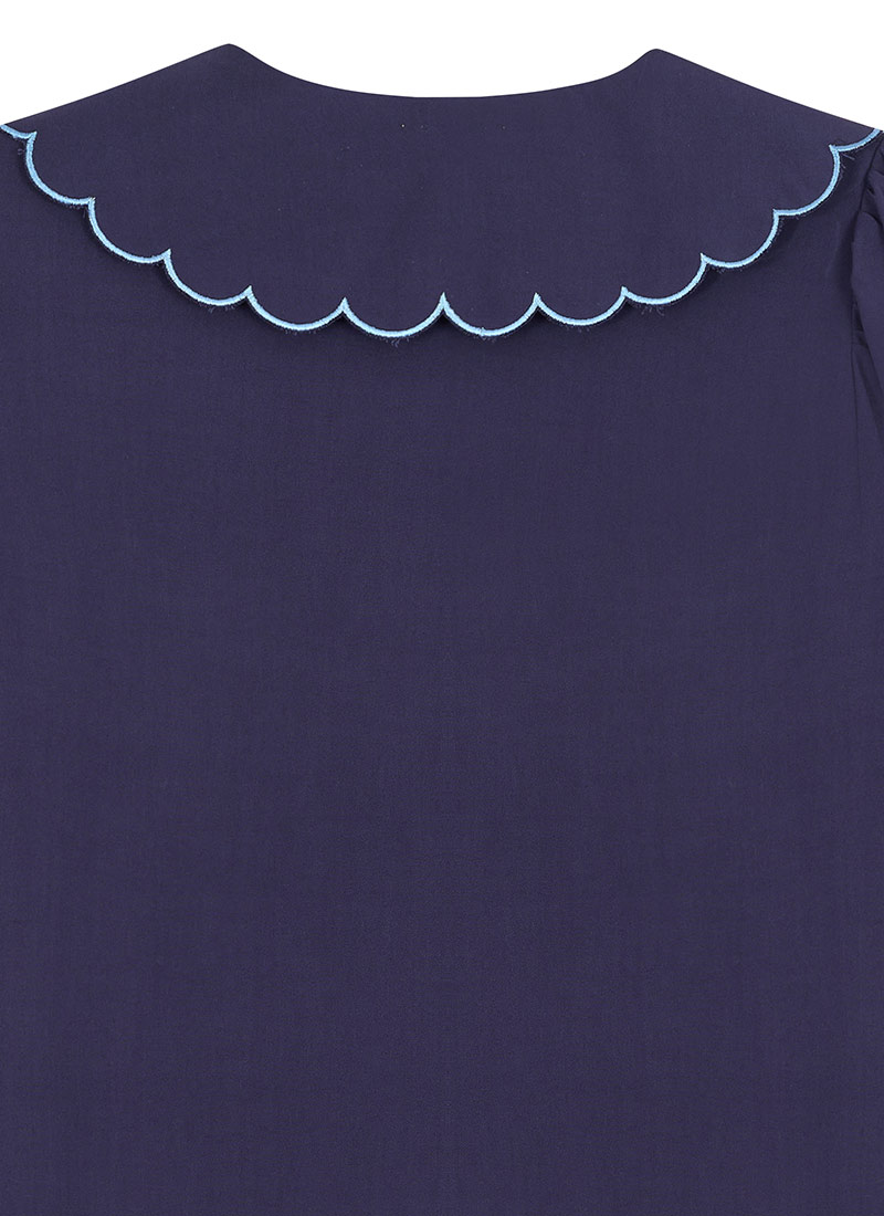 Marsha Scallop Collar Blouse - Blue