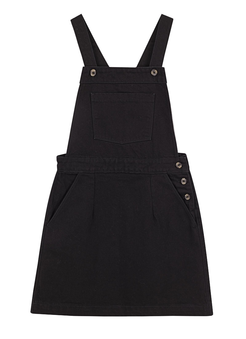 Mercer Stretch Denim Pinafore Mini Dress - Black