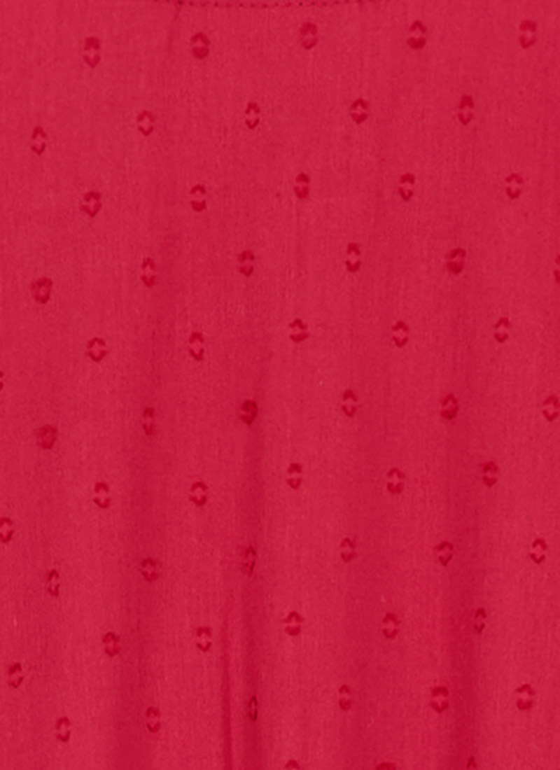 Meryl Tie Neck Dobby Midi Dress - Red