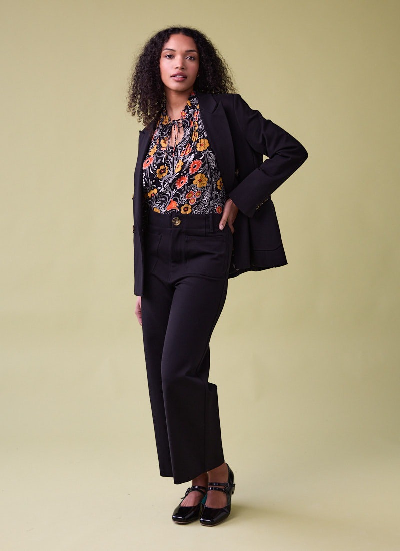 Pippa Black High Waist Trousers - Product Front