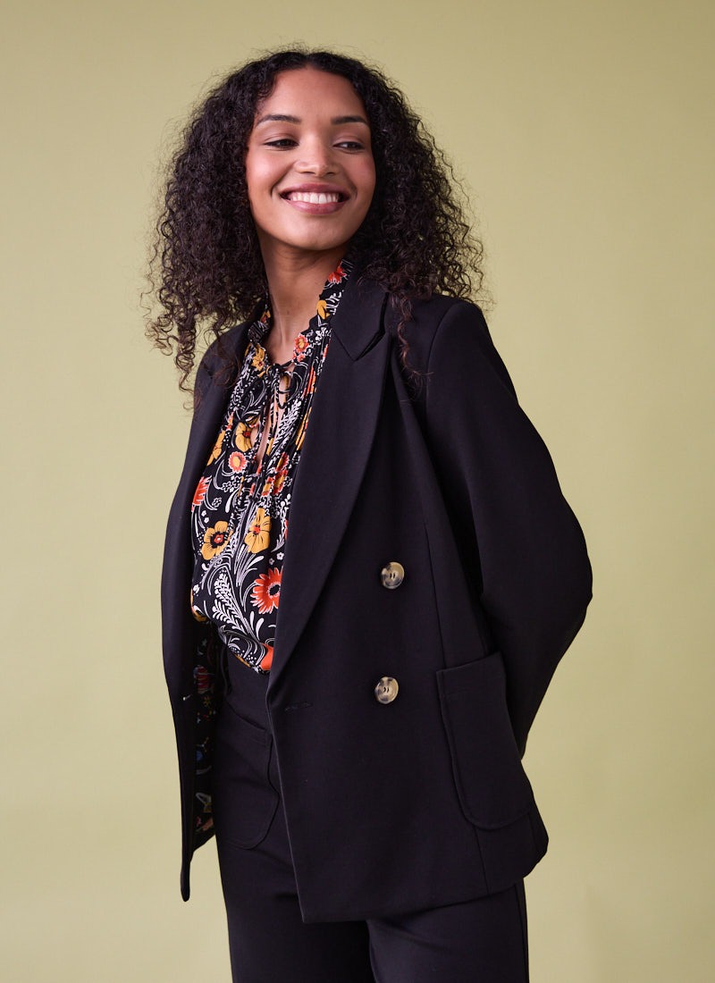 Richy Black Soft Tailored Blazer - Model Front Size 10