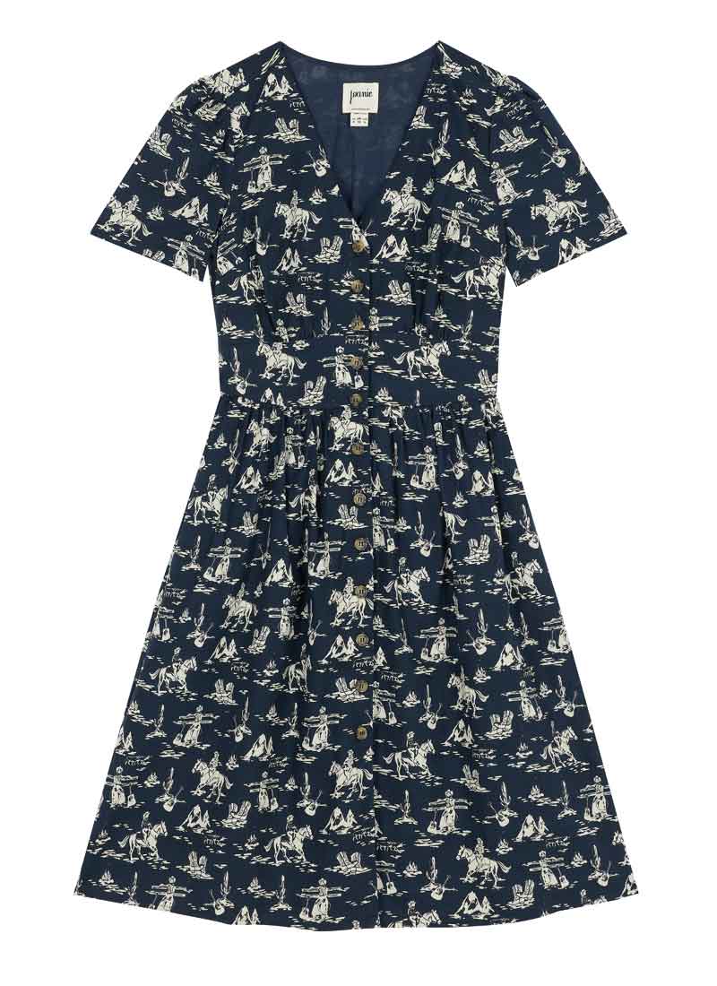 Natalie Western Cowgirl Print Button-Down Tea Dress | Vintage-Inspired  Cowboy Midi Dress | Joanie