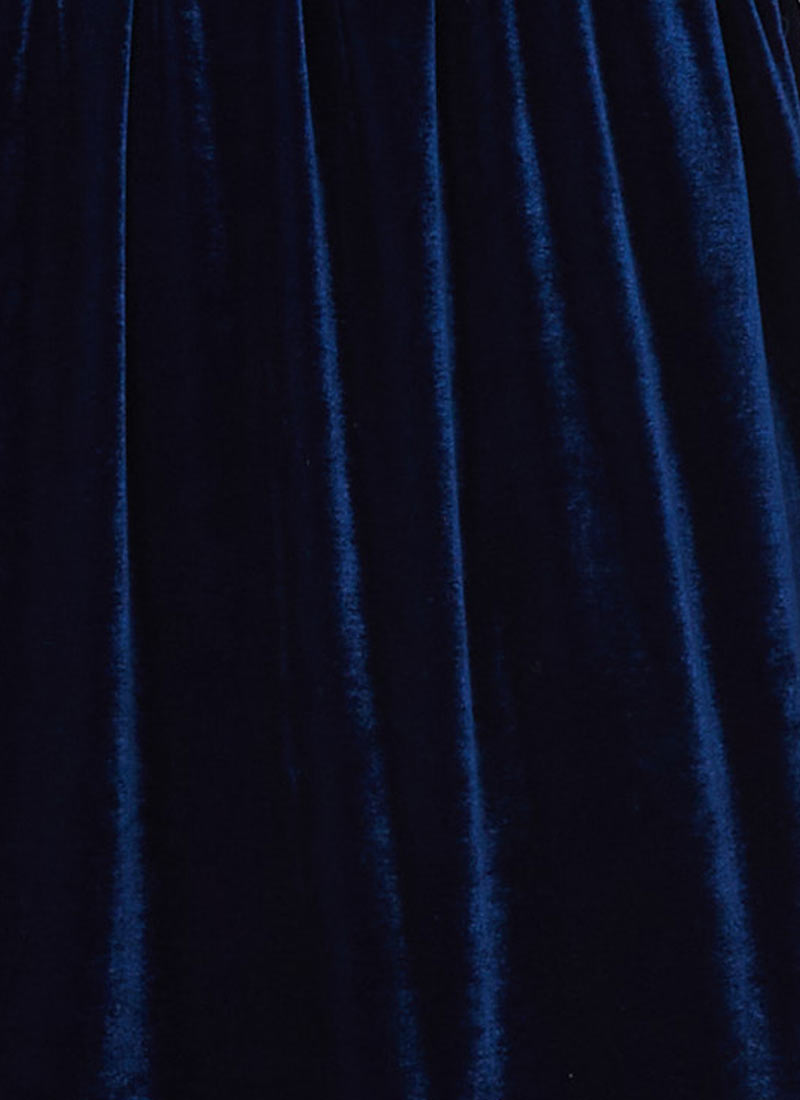 Nevada Square Neck Tiered Velvet Midaxi Dress - Navy