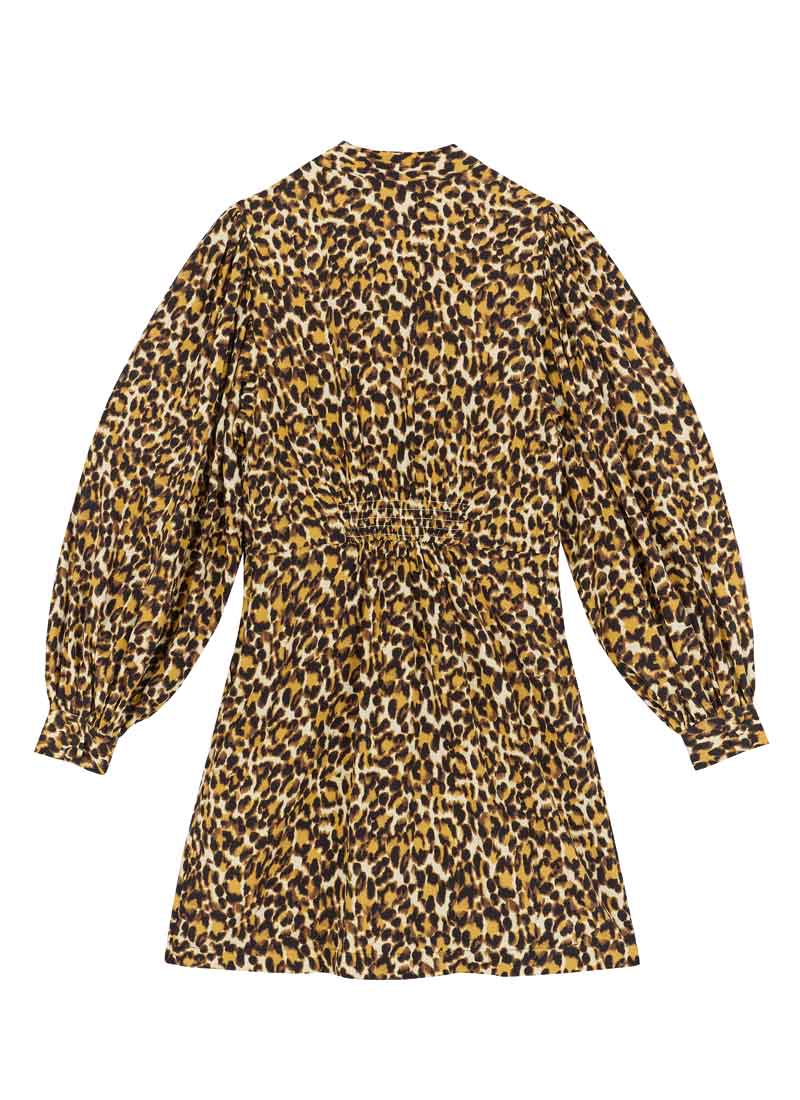 Nolly Leopard Print Pussy Bow Mini Dress | Vintage-Inspired Gothic Mini Dress | Joanie Nolly Leopard Print Pussy Bow Mini Dress | Vintage-Inspired Gothic Mini Dress | Joanie