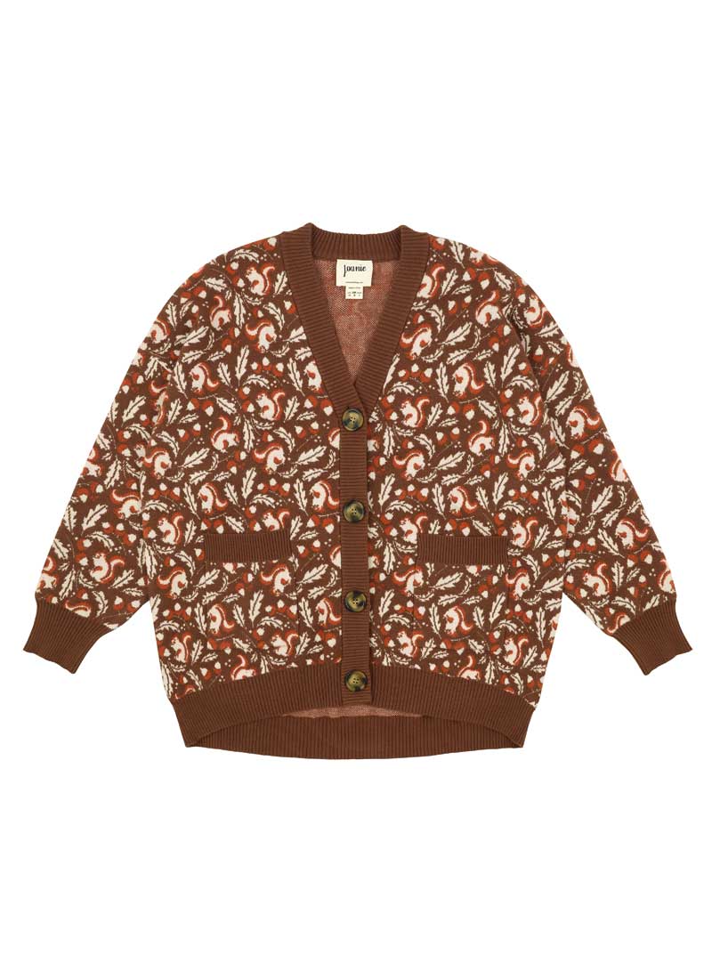 ク*ア様 Oakley d’s knit zip cardigan 9 Oakley Autumnal Squirrel Print Oversized Cardigan | Vintage