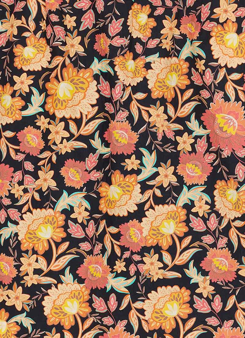 Penny Jacobean Floral Print Square Neck Puff Sleeve Dress