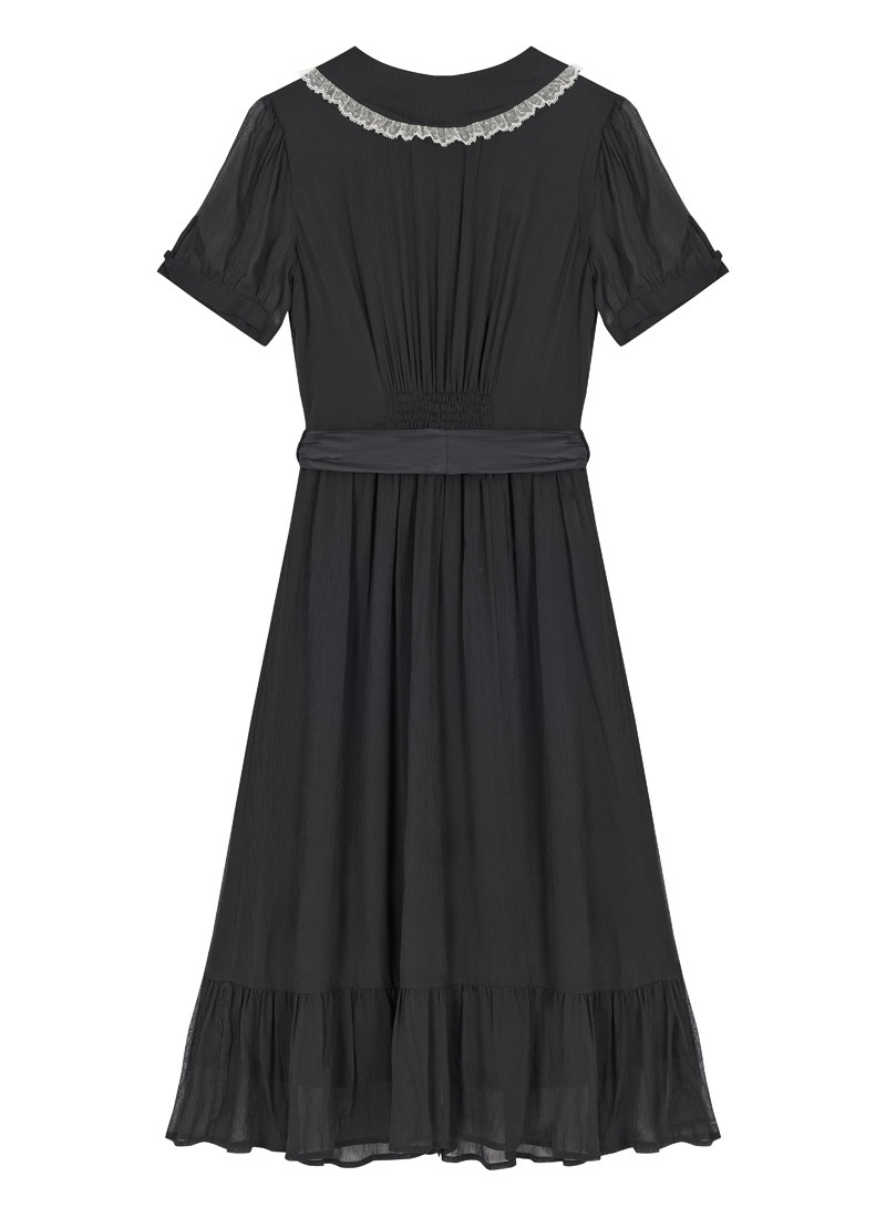 Christina Hendricks X Joanie - Peony Black Chiffon Peter Pan Collar Midi  Dress | Vintage-Inspired Chiffon Midi Dress | Joanie