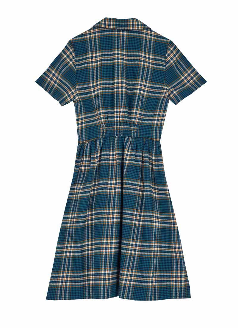 UNIF/ユニフ/JOANIE DRESS Pepper Check Print Shirt Dress | Vintage-Inspired Blue