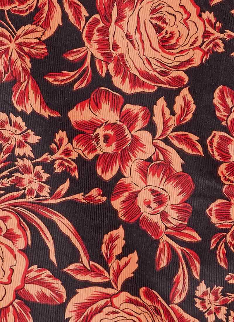Pippa Blooming Floral Print High Waist Corduroy Trousers