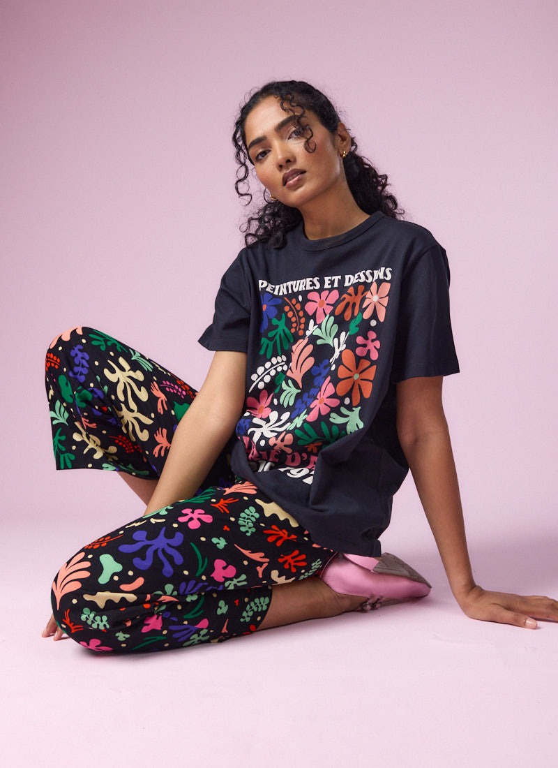 Pippa Modern Art Cut Out Print High Waist Trousers
