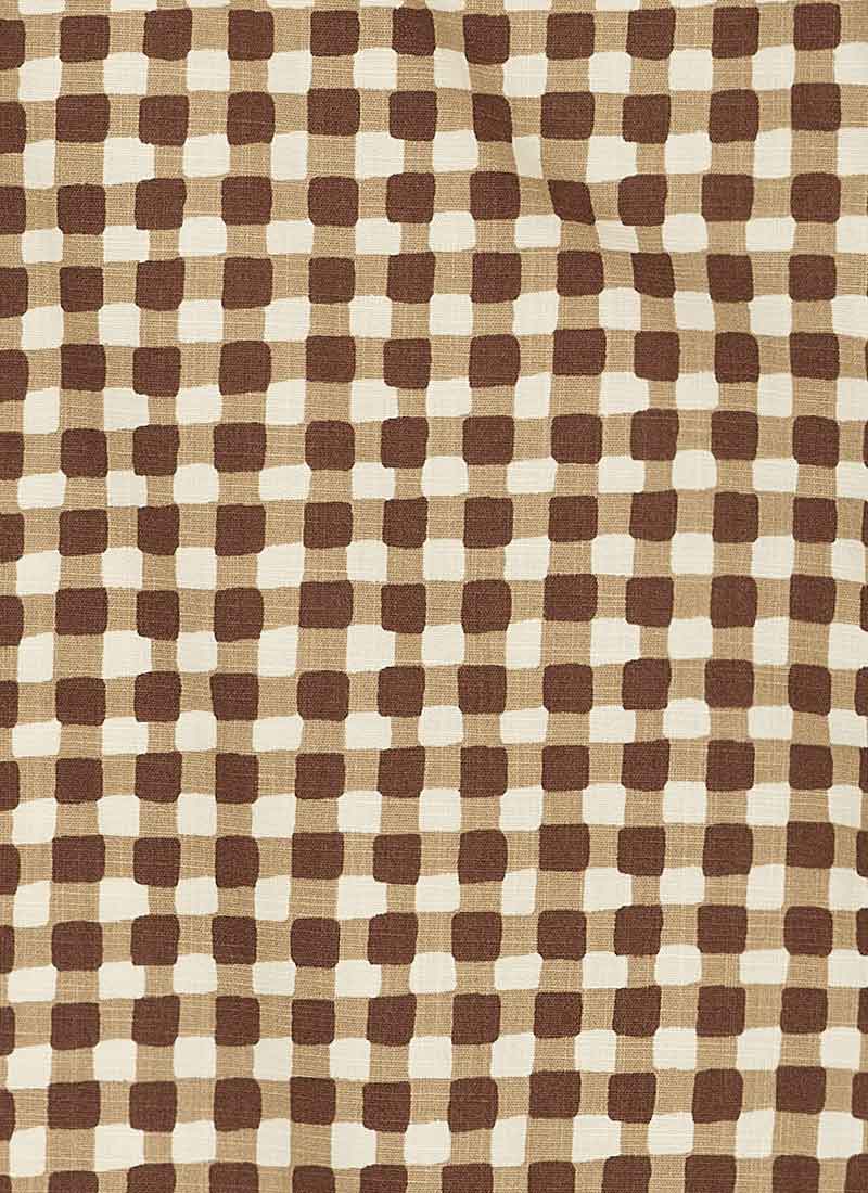 Pippa Gingham Print High Waist Trousers - Brown