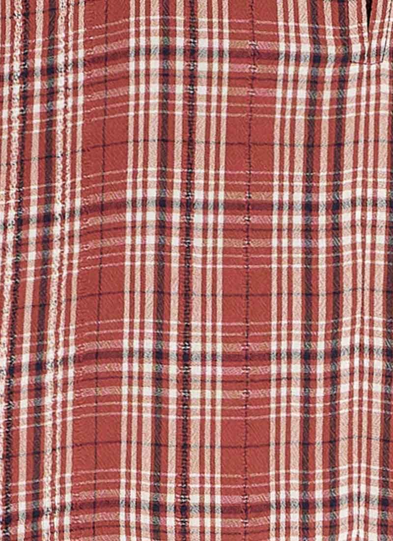 Priya Red Check Print Puff Sleeve Midi Dress