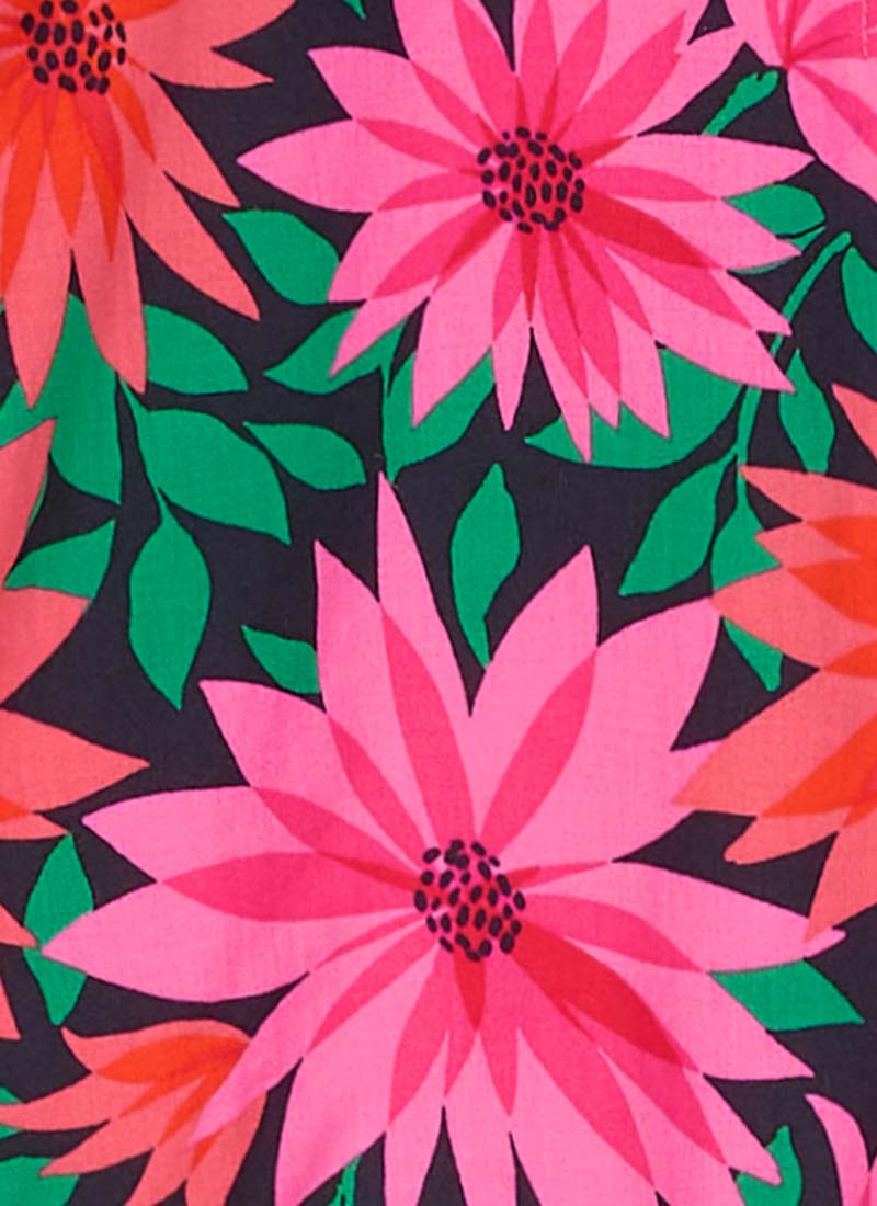 Priya Dahlia Floral Print Puff Sleeve Midi Dress