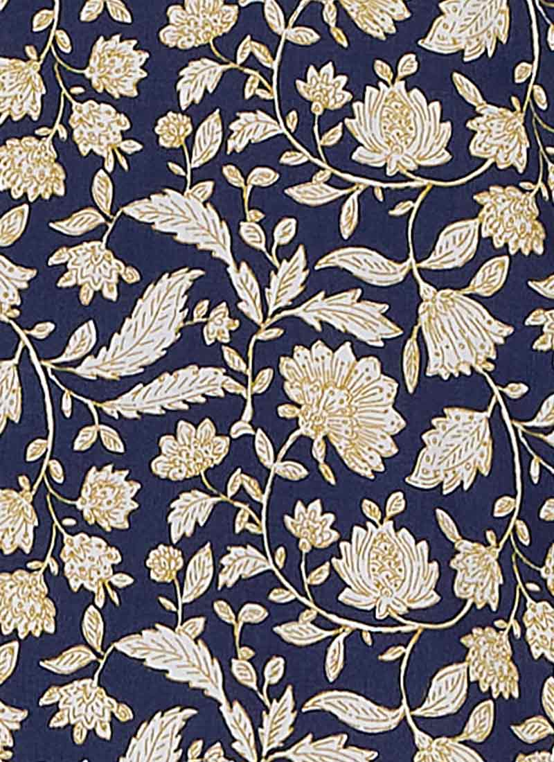 Priya Navy Floral Print Puff Sleeve Midi Dress