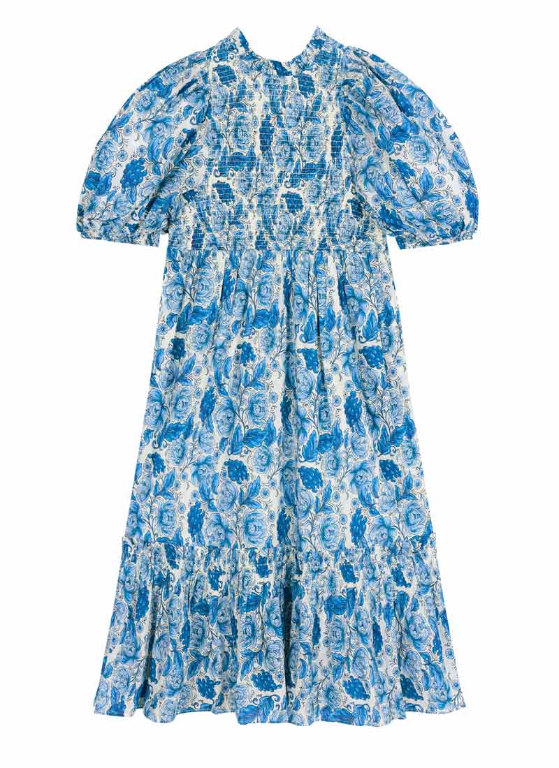 blue plaid dress outfit 2PS White Floral Print Spaghetti Strap Dress With Blue Shawl Dress Suit –  Jolly Vintage main image 1