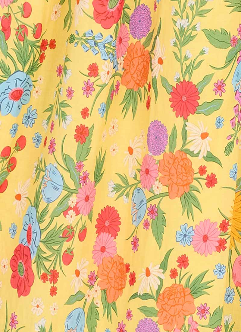 Priya Wildflower Print Puff Sleeve Midi Dress