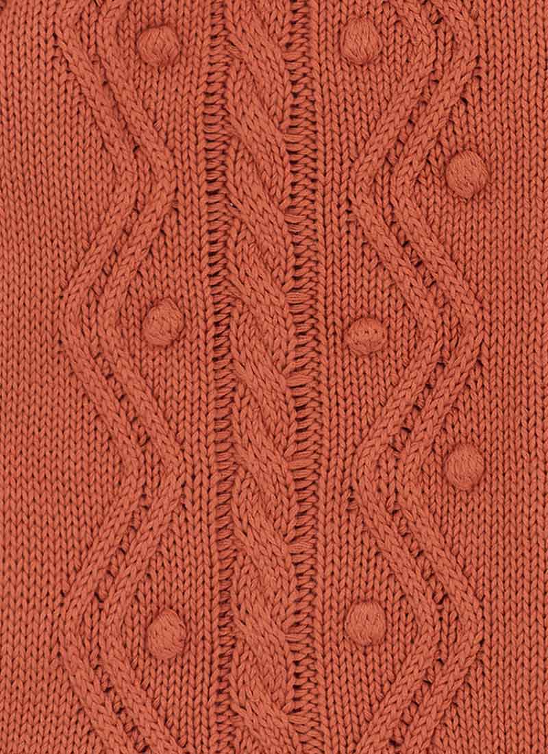 Quincy Cable Stitch Oversized Cardigan - Terracotta 
