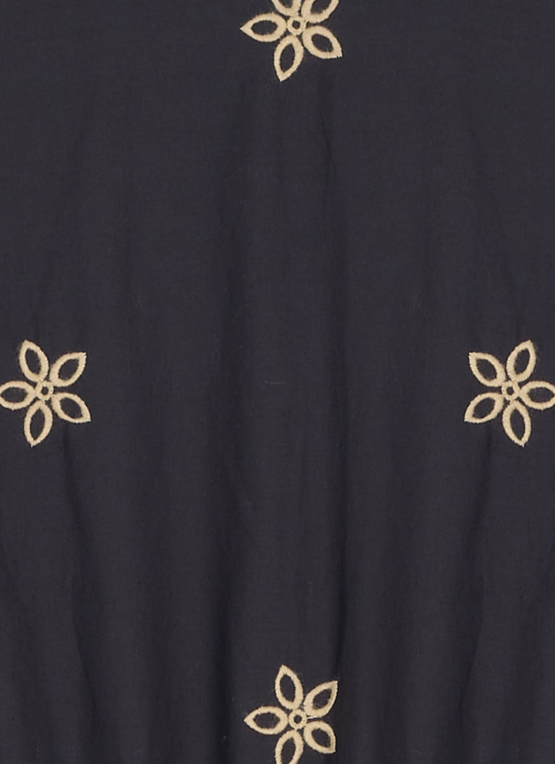 Rachida Embroidered Western Shirt Dress - Black