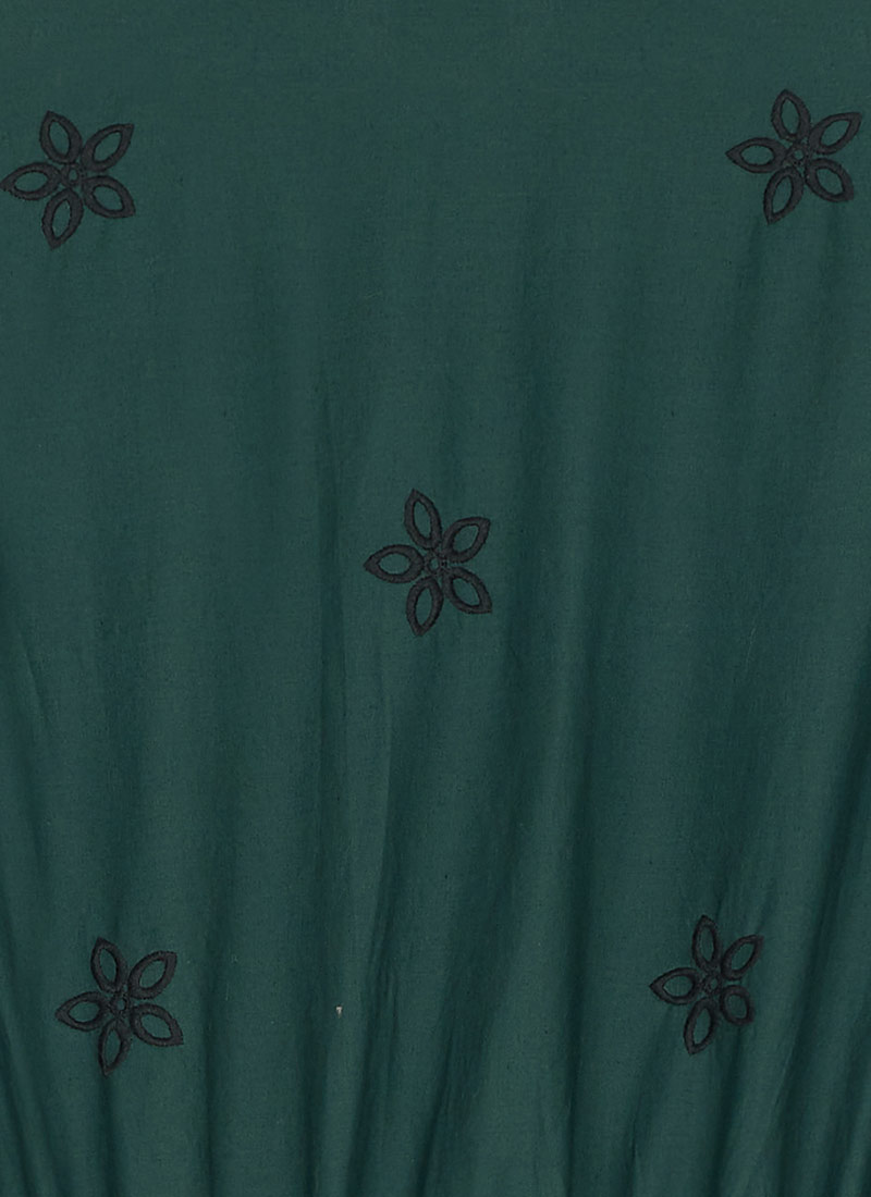 Rachida Embroidered Western Shirt Dress - Green