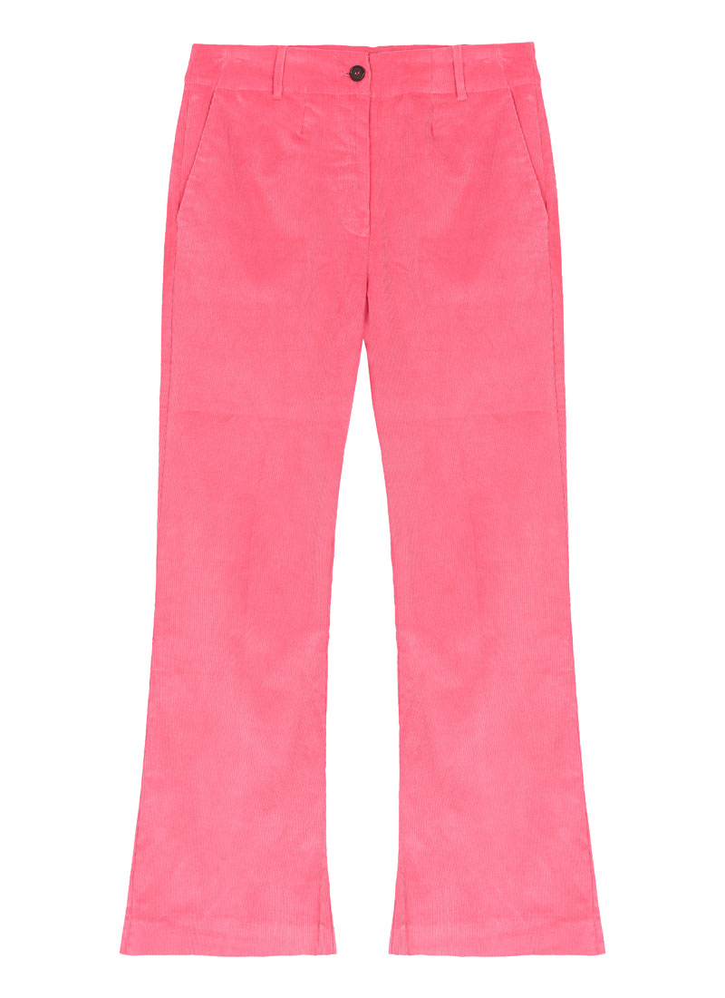 Richmond Corduroy Flared Trousers - Hot Pink - Model Front