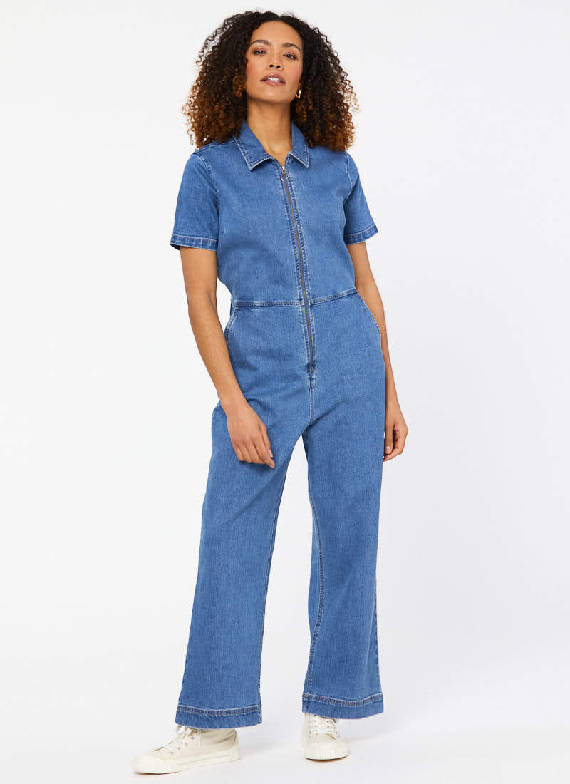 Robin Short Sleeve Collared Boilersuit | Vintage-Inspired Denim