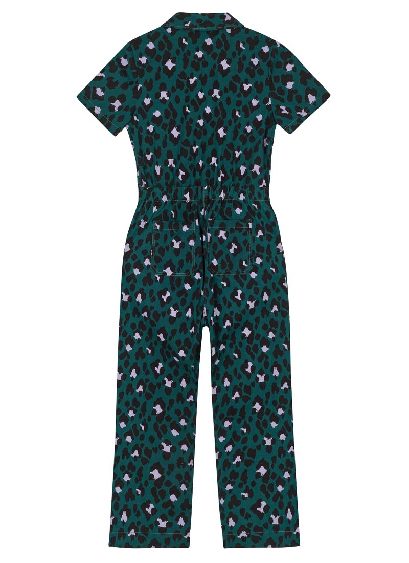 Robin Tropical Tiger Print Short Sleeve Boilersuit | Vintage-Inspired Green Leopard Jumpsuit | Joanie Robin Tropical Tiger Print Short Sleeve Boilersuit | Vintage-Inspired Green Leopard Jumpsuit | Joanie
