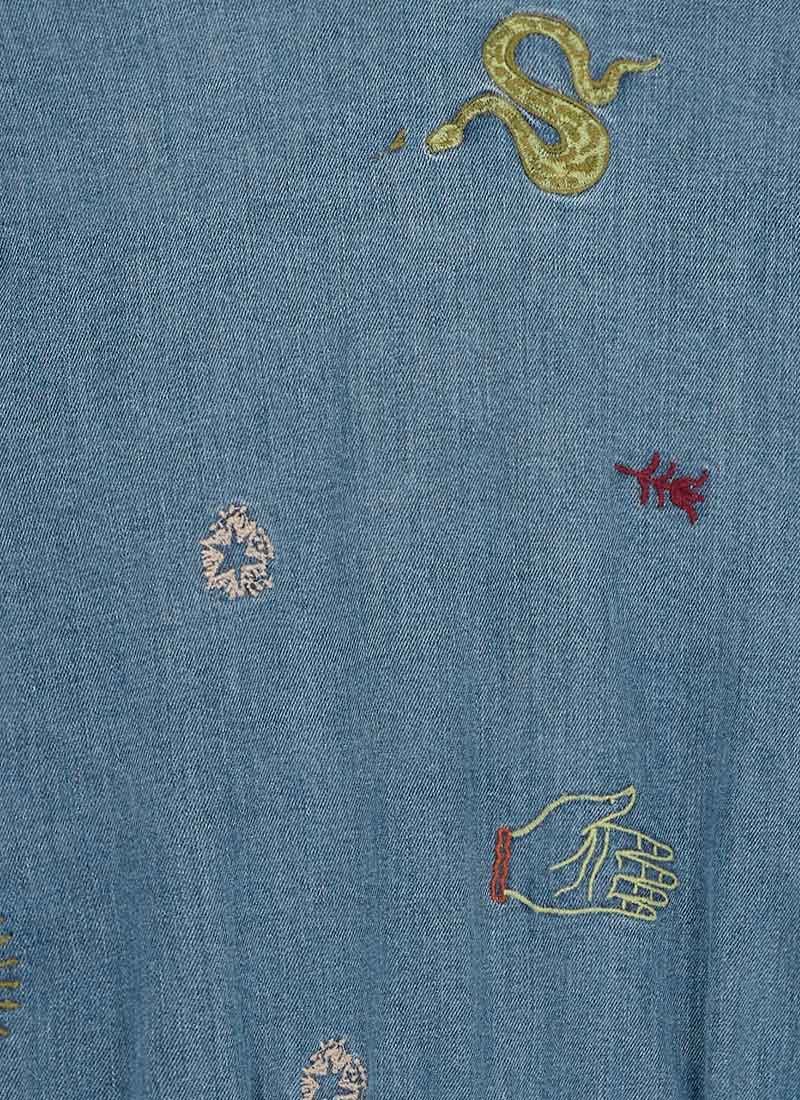 Robin Embroidered Denim Short Sleeve Boilersuit