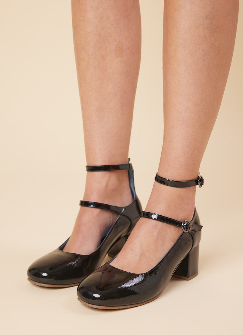 Rouen Patent Leather Mary Jane Shoes - Black