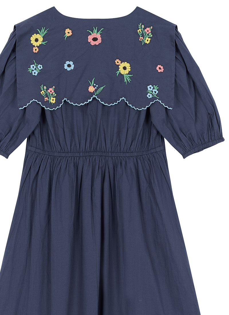 floral embroidered tea length dress BEIGE LONG DRESS WITH FLORAL EMBROIDERY main image 1