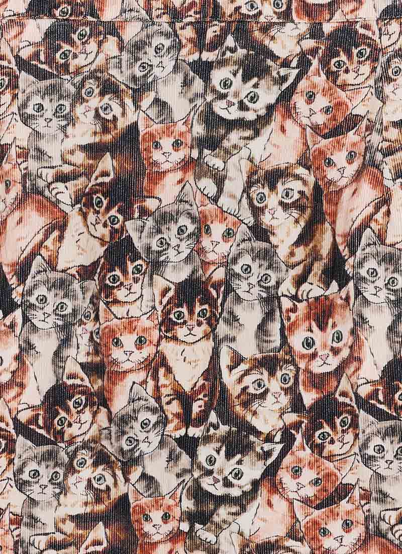 Scarlett Cat Tapestry Print Needlecord Skirt