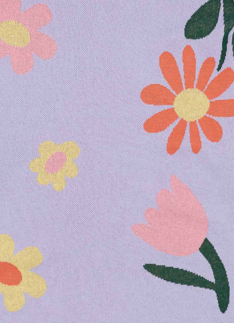 Shiloh Floral Placement Intarsia Oversized Knitted Jumper - Lavender