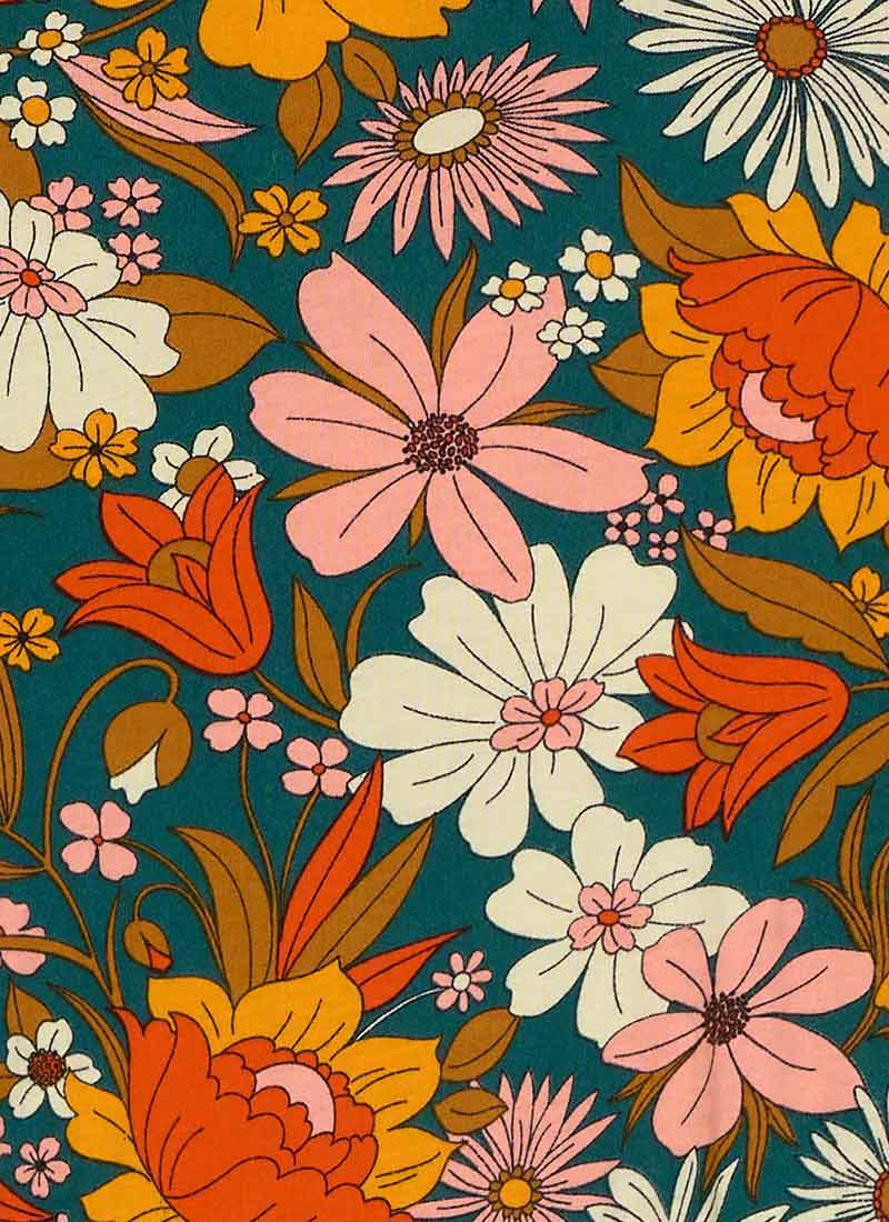 Spencer Retro Floral Print Jersey Shirt Dress