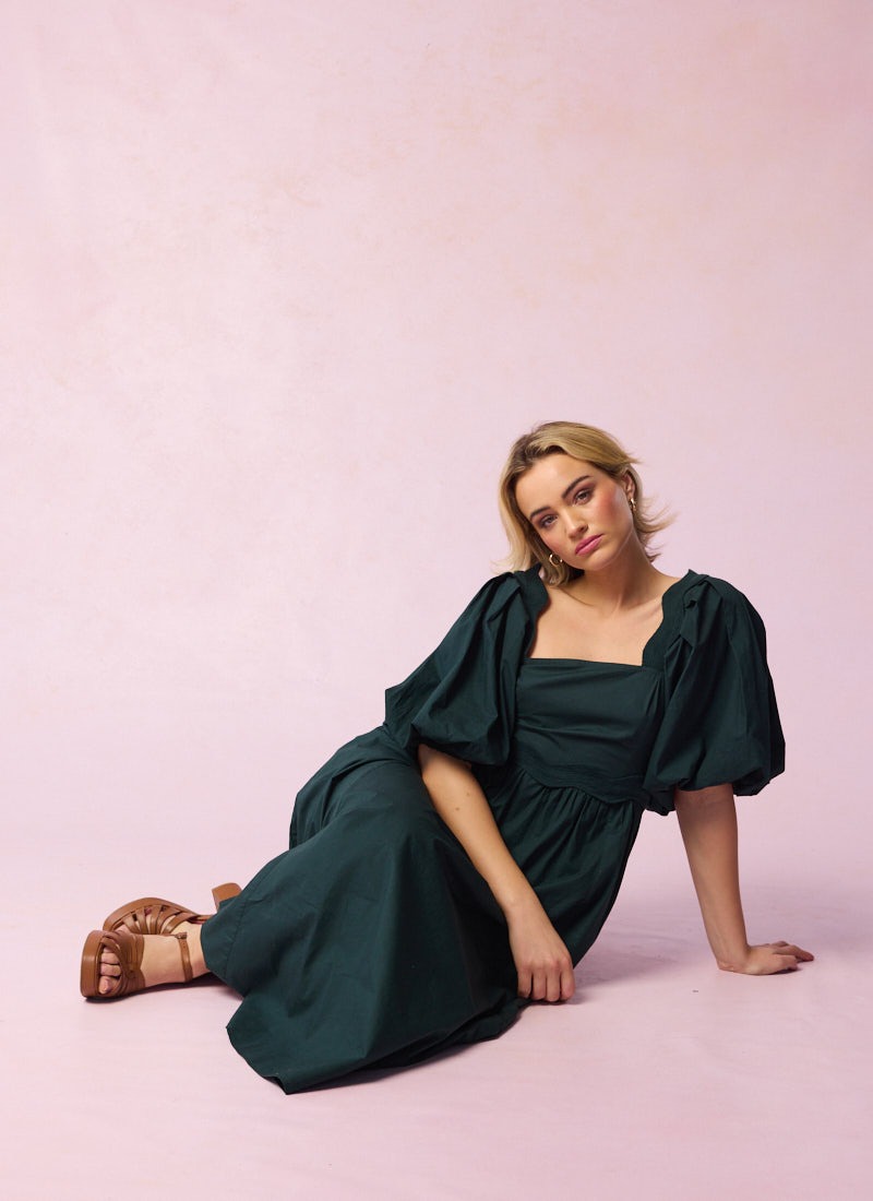 Stella Puff Sleeve Midaxi Dress | Vintage-Inspired Green Maxi Dress | Joanie Stella Puff Sleeve Midaxi Dress | Vintage-Inspired Green Maxi Dress | Joanie