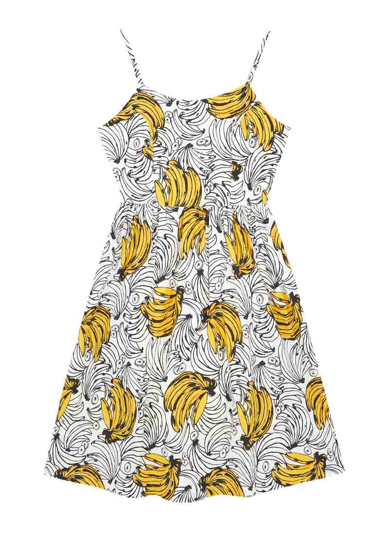 Horrockses Fashions X Joanie - Sunday Banana Print Sundress | Organic  Cotton Vintage-Inspired Summer Dress | Joanie