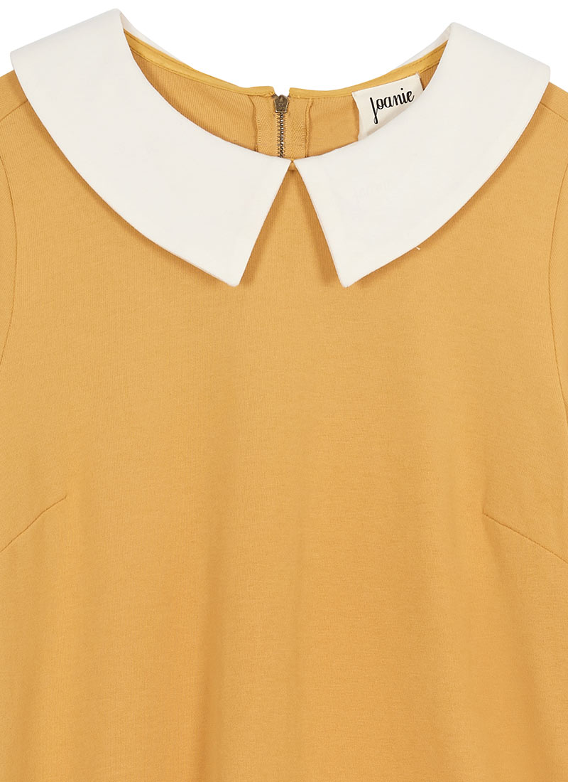 Suzy Contrast Collar Jersey Swing Dress - Mustard